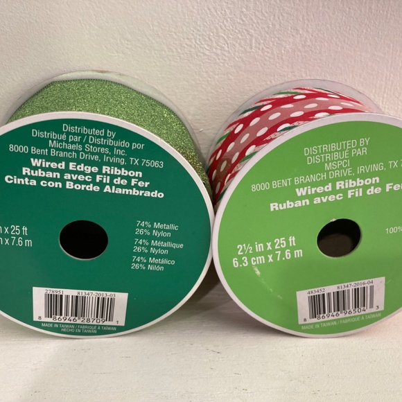 Bundle NEW 2 Wire Edge Holiday Ribbon 2.5”x 25 Ft - Picture 3 of 3